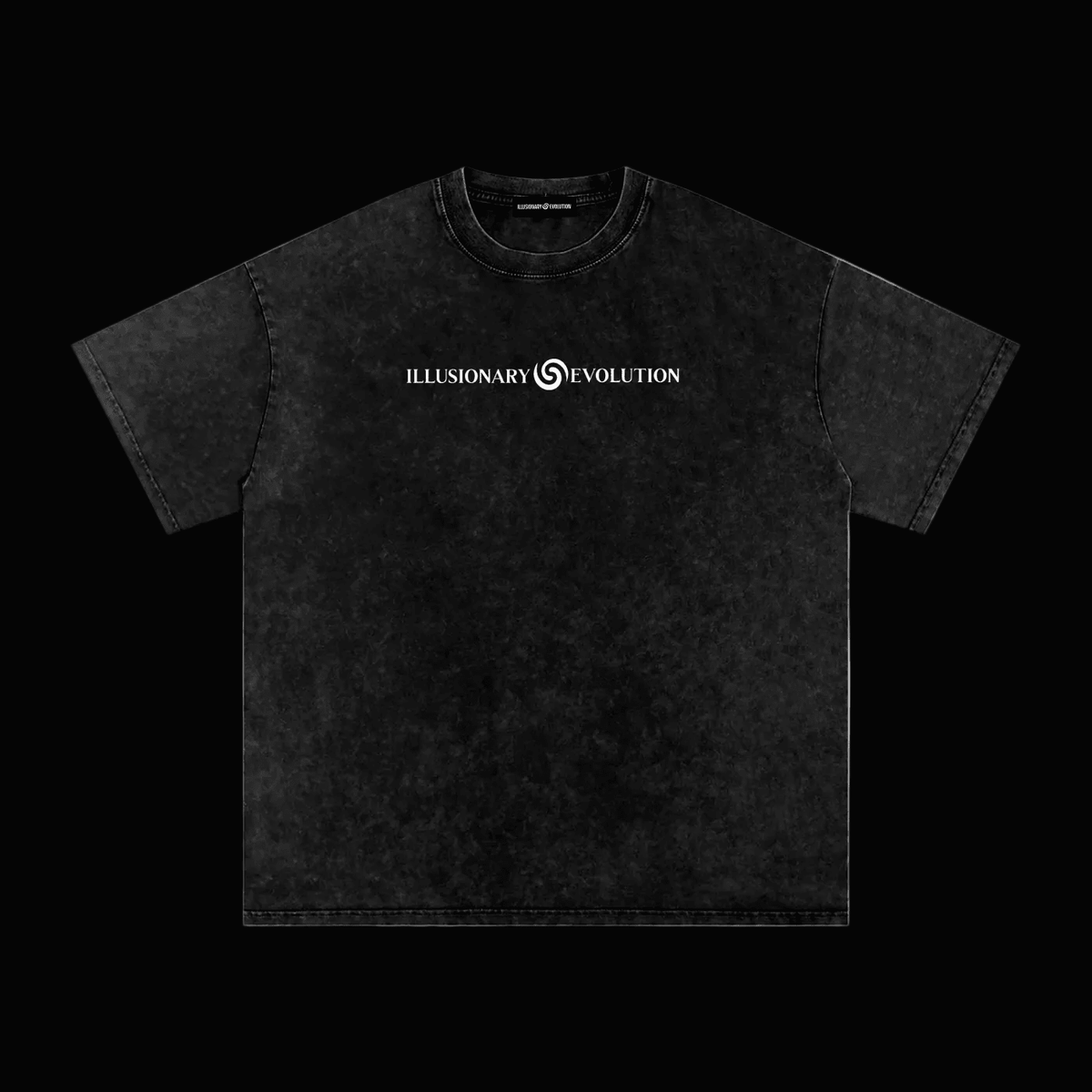 Black t-shirt with white text on a black background. 